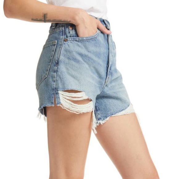 NWT RE/DONE 50s Cut Off High Waist Organic Cotton Jean Denim Shorts - Picture 4 of 11